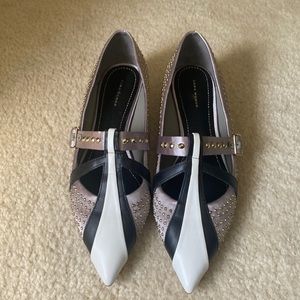 Zara pointed toe studded flats.